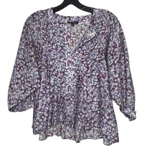 Stevie Howell Girly Floral Lightweight Floral Cottage Coastal Blouse Size S/M